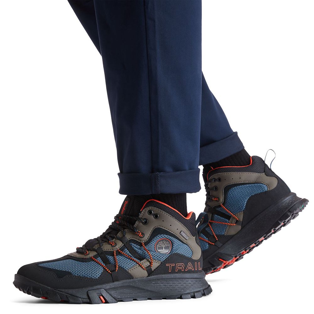 Bocanci De Drumeție Timberland Barbati Negrii/Albastri - Garrison Trail Waterproof Mid - Romania - Q